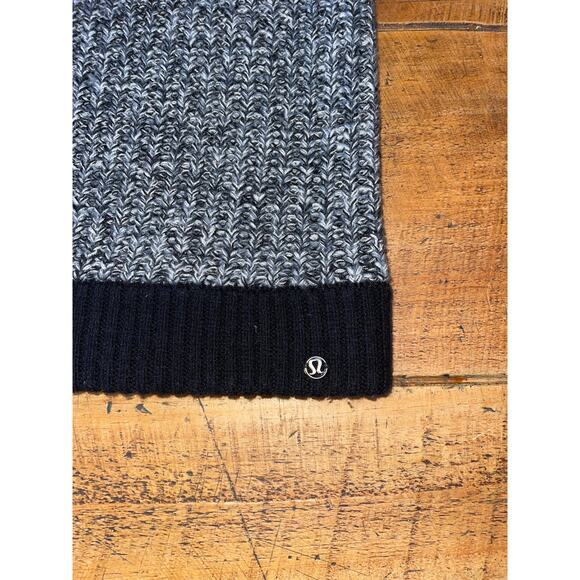 Lululemon Falling Freely Black Gray Merino Wool Neck‎ Warmer Scarf Zip Up - Picture 6 of 9